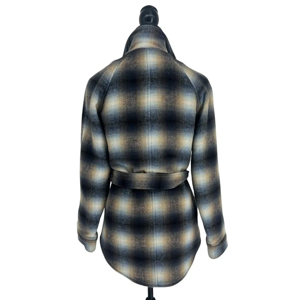 Veronica Beard Amari Khaki & Blue‎ Ombré Plaid Jacket Size XS